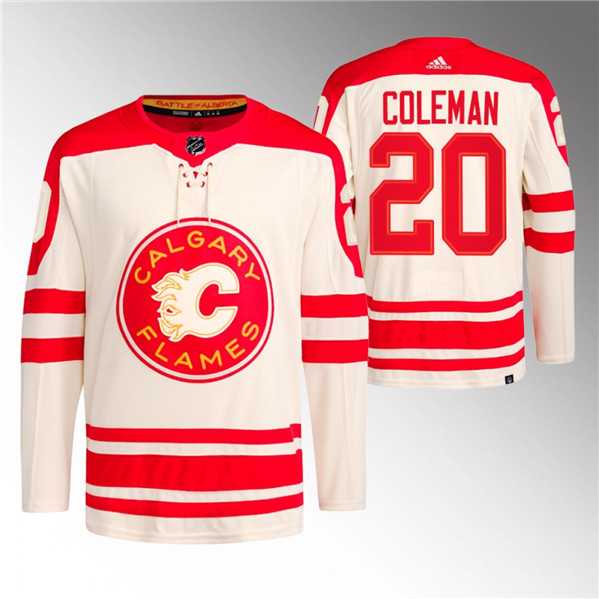 Men's Calgary Flames #20 Blake Coleman 2023 Cream Classic Primegreen Stitched Jersey Dzhi